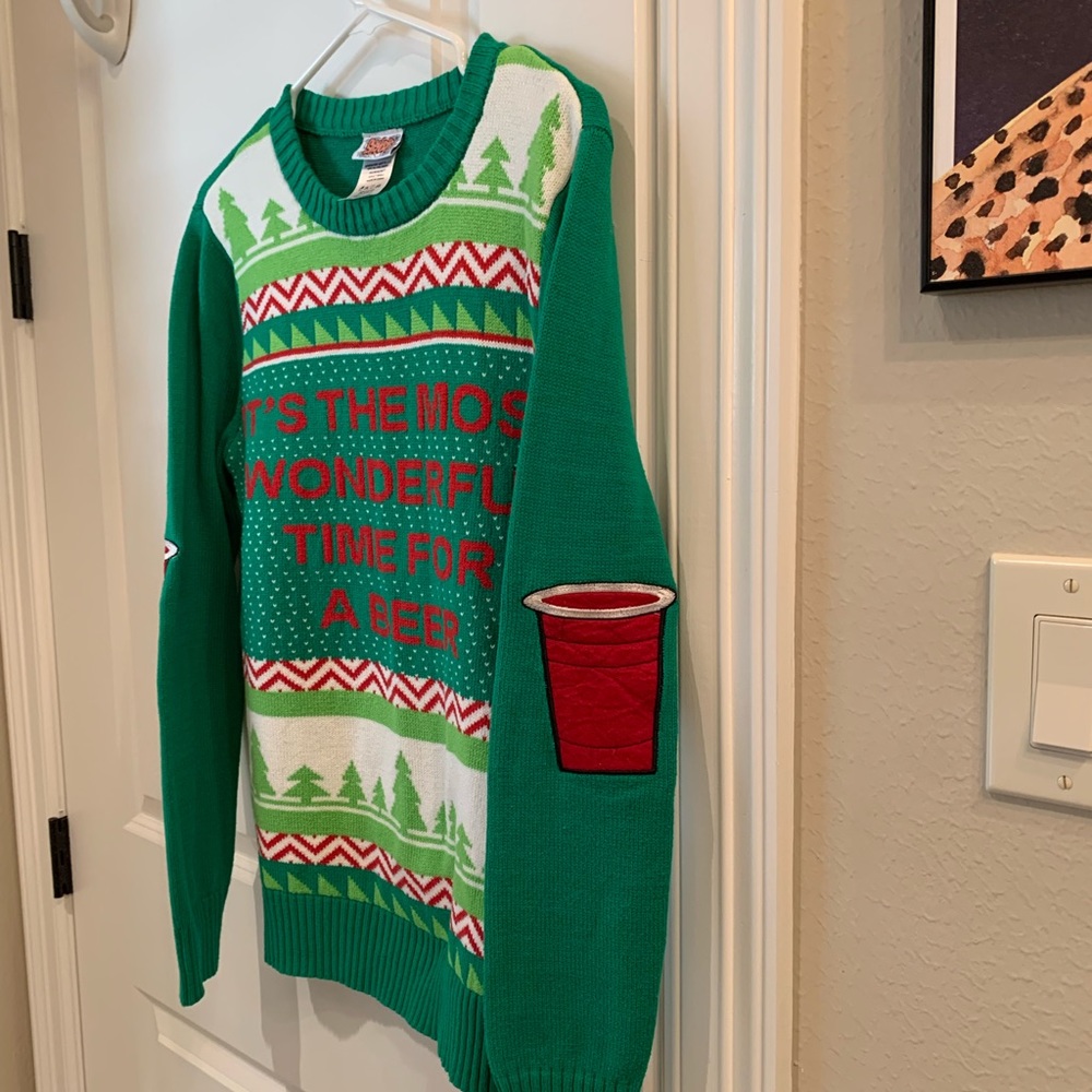 Spencer’s Gifts Ugly Christmas Sweater Most Wonderful Time For Beer Size Small - Picture 5 of 6